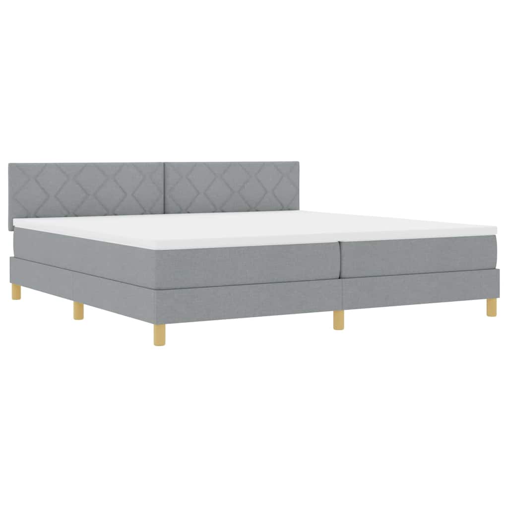 LED Box Spring Bed met hoofdeinde Lichtgrijs 200 x 200 cm Stof is nu te koop bij PeponiXL, paradijselijk wonen!