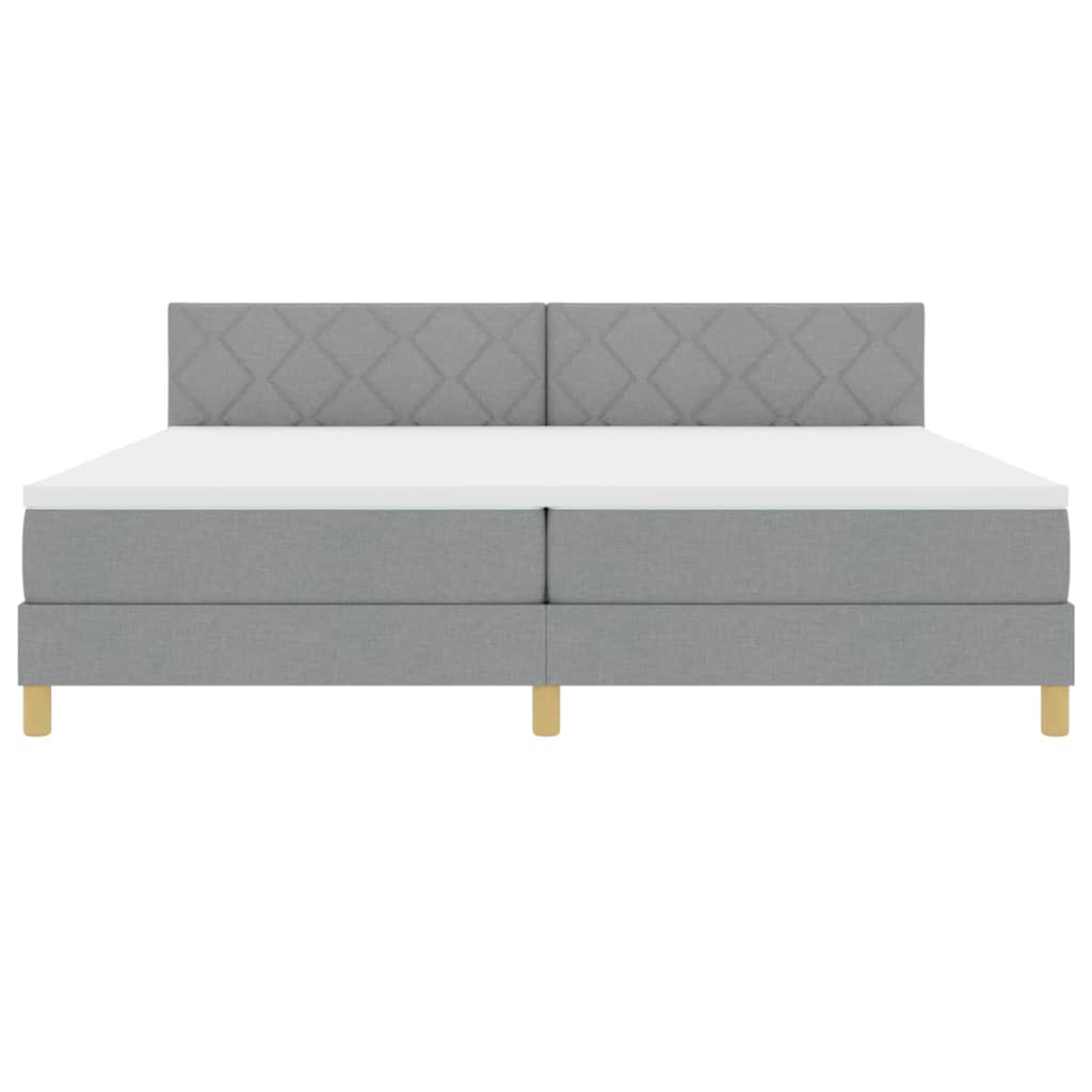 LED Box Spring Bed met hoofdeinde Lichtgrijs 200 x 200 cm Stof is nu te koop bij PeponiXL, paradijselijk wonen!