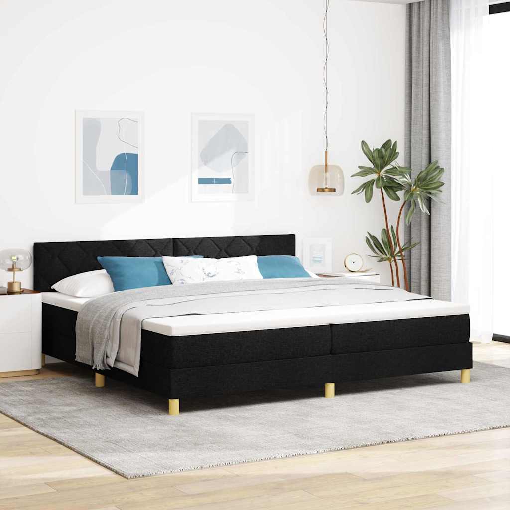LED Box Spring Bed met hoofdeinde Zwart 200 x 200 cm Stof is nu te koop bij PeponiXL, paradijselijk wonen!