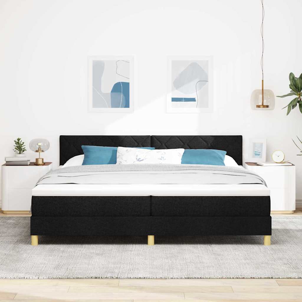 LED Box Spring Bed met hoofdeinde Zwart 200 x 200 cm Stof is nu te koop bij PeponiXL, paradijselijk wonen!