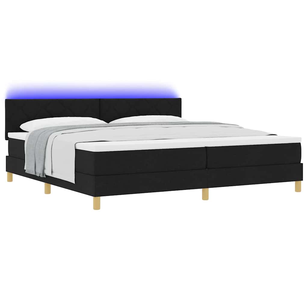 LED Box Spring Bed met hoofdeinde Zwart 200 x 200 cm Stof is nu te koop bij PeponiXL, paradijselijk wonen!