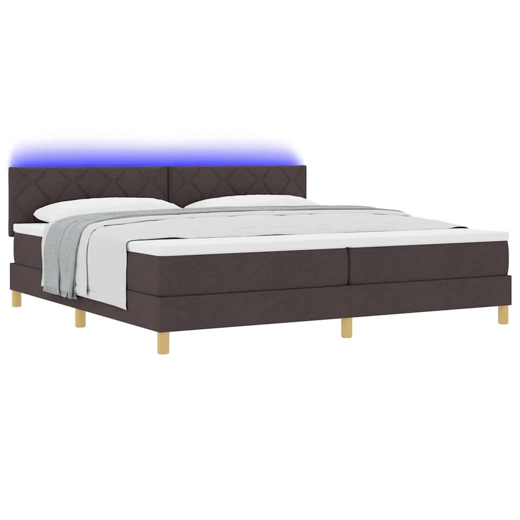 LED Box Spring Bed met hoofdeinde Donkerbruin 200 x 200 cm Stof is nu te koop bij PeponiXL, paradijselijk wonen!