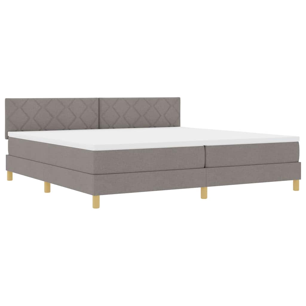 LED Box Spring Bed met hoofdeinde Taupe 200 x 200 cm Stof