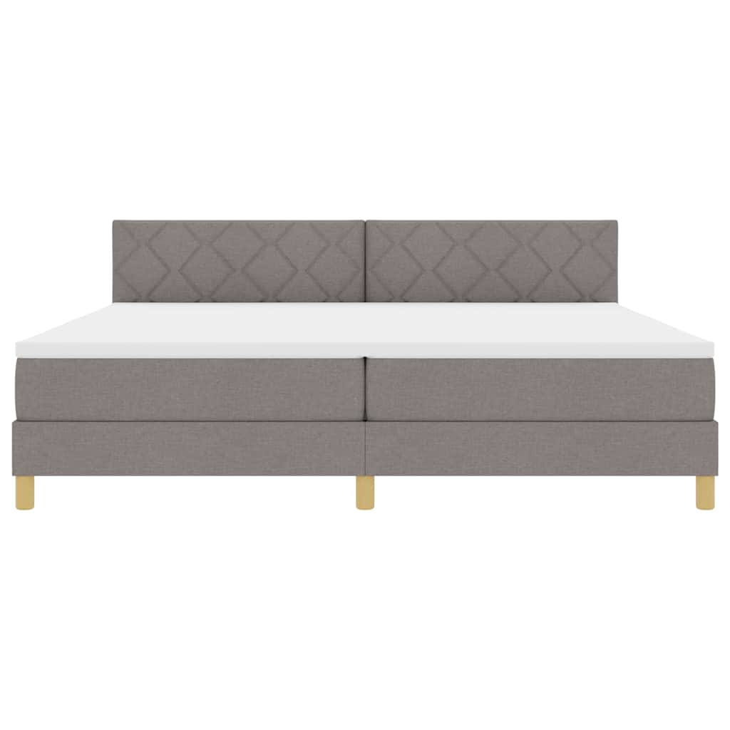 LED Box Spring Bed met hoofdeinde Taupe 200 x 200 cm Stof