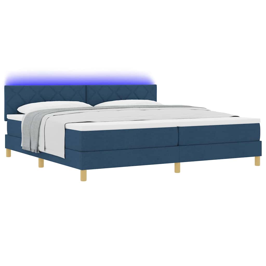 LED Box Spring Bed met matras met LED Blauw 200 x 200 cm Stof is nu te koop bij PeponiXL, paradijselijk wonen!