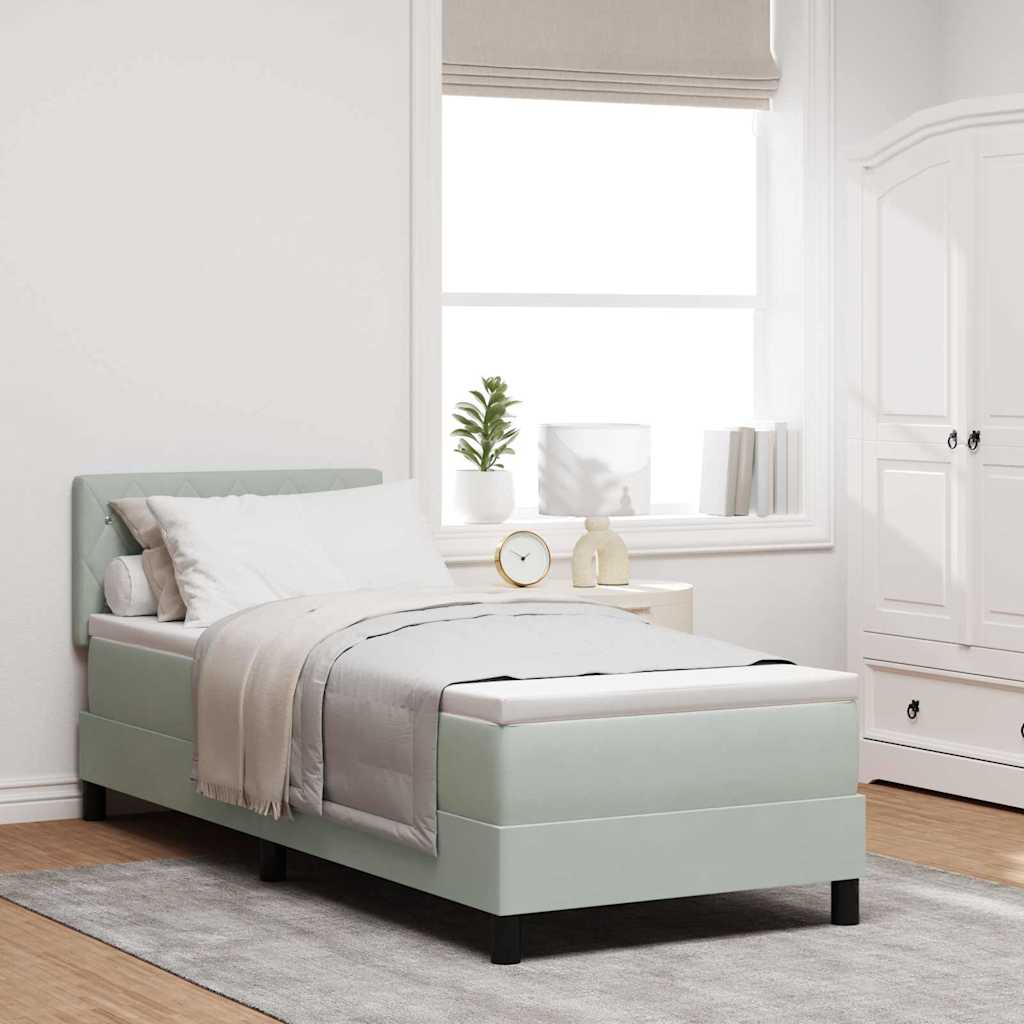 LED Box Spring Bed met matras Lichtgrijs 80 x 200 cm Fluweel is nu te koop bij PeponiXL, paradijselijk wonen!