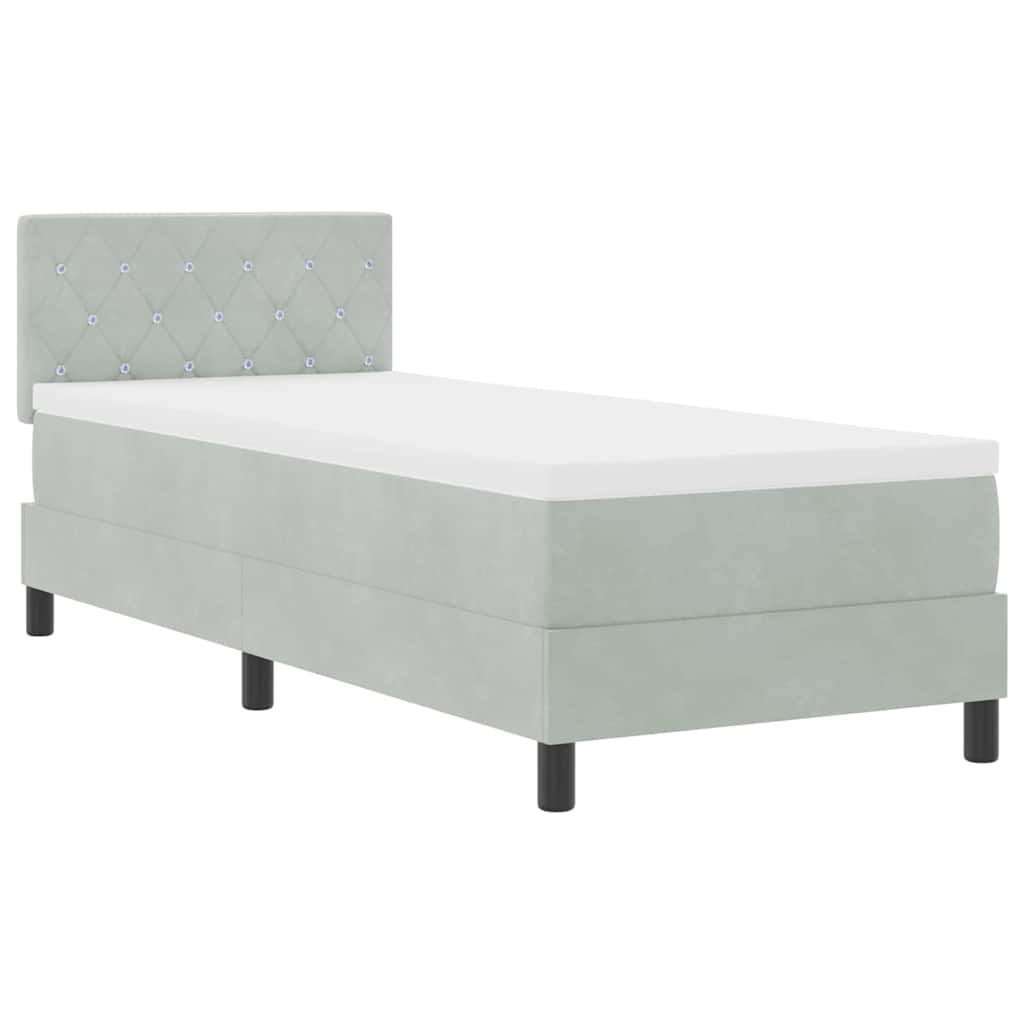 LED Box Spring Bed met matras Lichtgrijs 80 x 200 cm Fluweel is nu te koop bij PeponiXL, paradijselijk wonen!