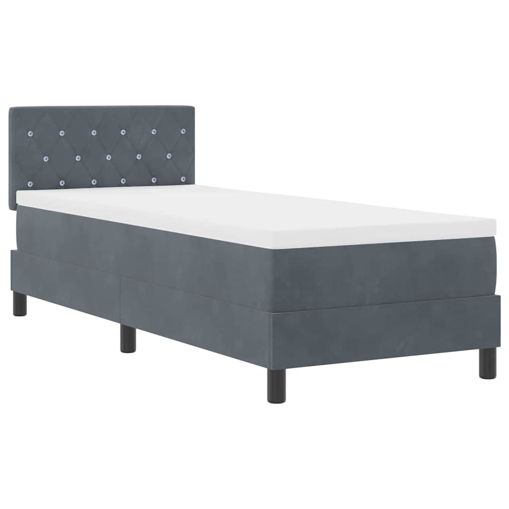 LED Box Spring Bed met matras Donkergrijs 80 x 200 cm Fluweel is nu te koop bij PeponiXL, paradijselijk wonen!