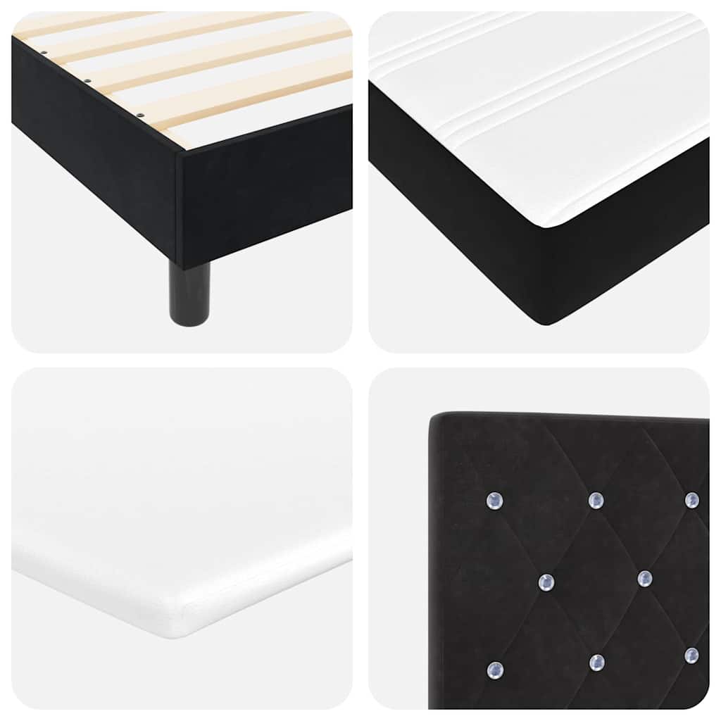 LED Box Spring Bed met matras met LED Zwart 80 x 200 cm Fluweel is nu te koop bij PeponiXL, paradijselijk wonen!
