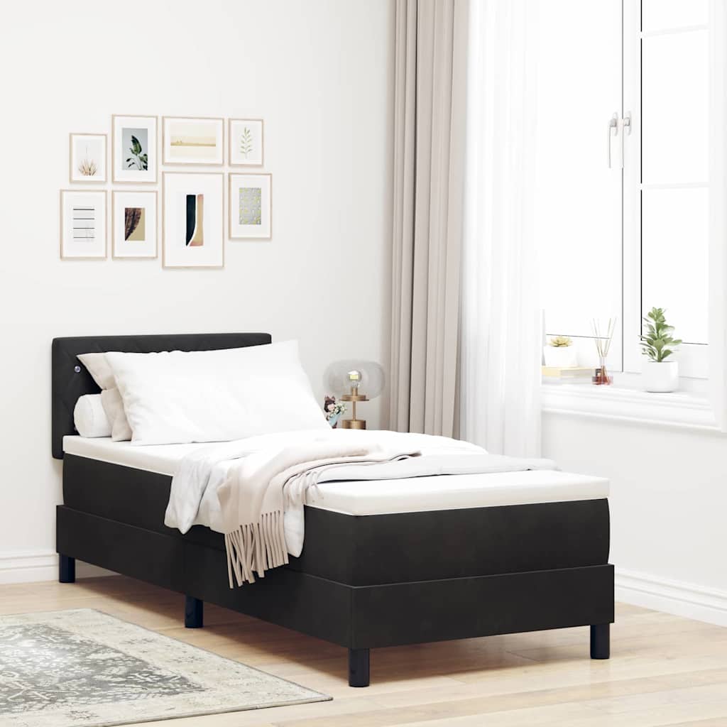 LED Box Spring Bed met matras met LED Zwart 80 x 200 cm Fluweel is nu te koop bij PeponiXL, paradijselijk wonen!