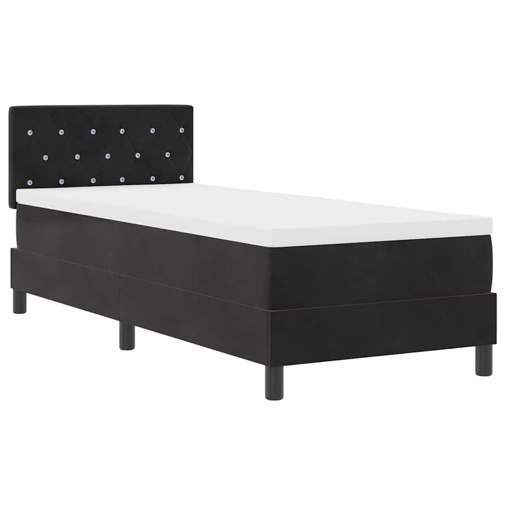 LED Box Spring Bed met matras met LED Zwart 80 x 200 cm Fluweel is nu te koop bij PeponiXL, paradijselijk wonen!