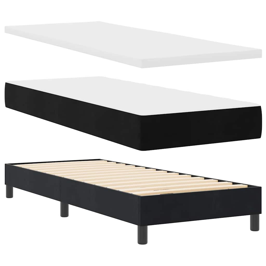LED Box Spring Bed met matras met LED Zwart 80 x 200 cm Fluweel is nu te koop bij PeponiXL, paradijselijk wonen!