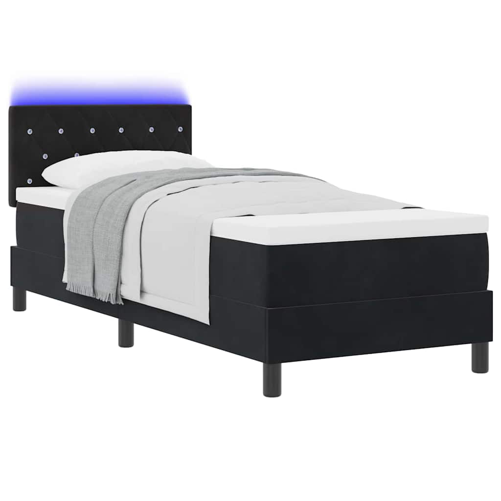 LED Box Spring Bed met matras met LED Zwart 80 x 200 cm Fluweel is nu te koop bij PeponiXL, paradijselijk wonen!