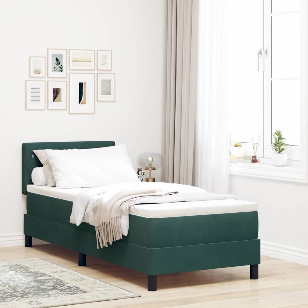 LED Box Spring Bed met matras Donkergroen 80 x 200 cm Fluweel is nu te koop bij PeponiXL, paradijselijk wonen!