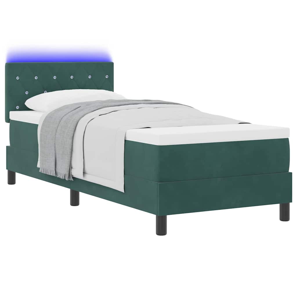 LED Box Spring Bed met matras Donkergroen 80 x 200 cm Fluweel is nu te koop bij PeponiXL, paradijselijk wonen!