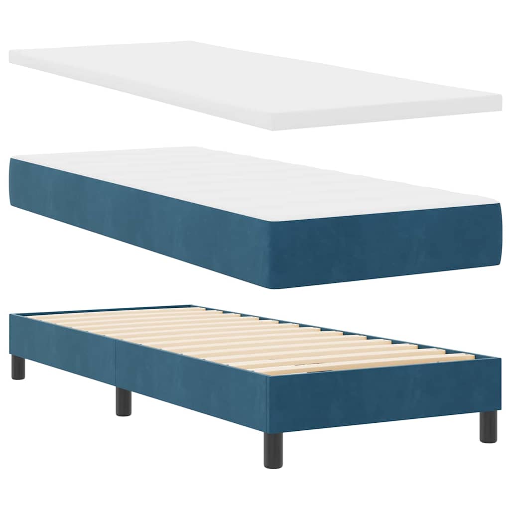 LED Box Spring Bed met matras Donkerblauw 80 x 200 cm Fluweel is nu te koop bij PeponiXL, paradijselijk wonen!