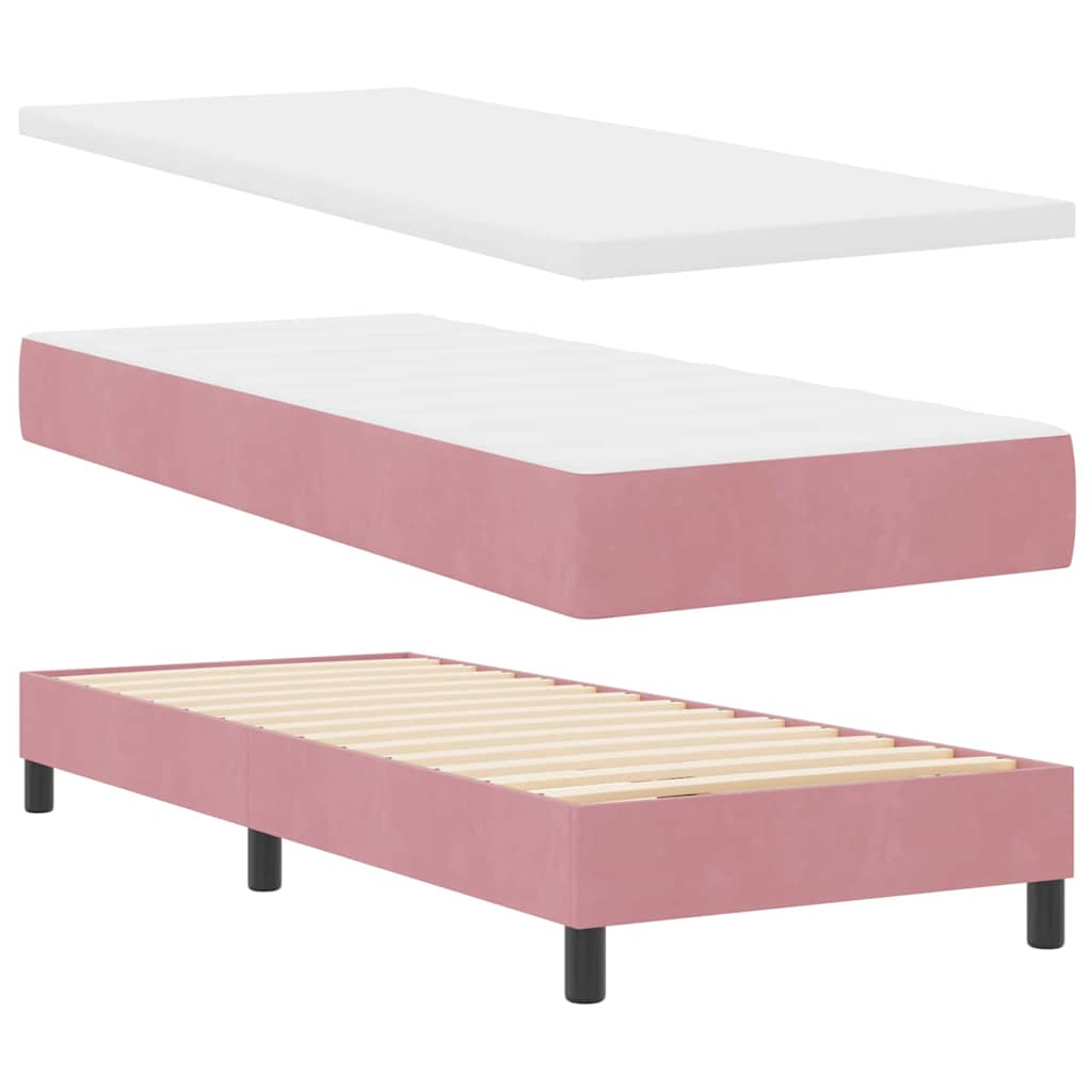 LED Box Spring Bed met matras met LED Roze 80 x 200 cm Fluweel is nu te koop bij PeponiXL, paradijselijk wonen!