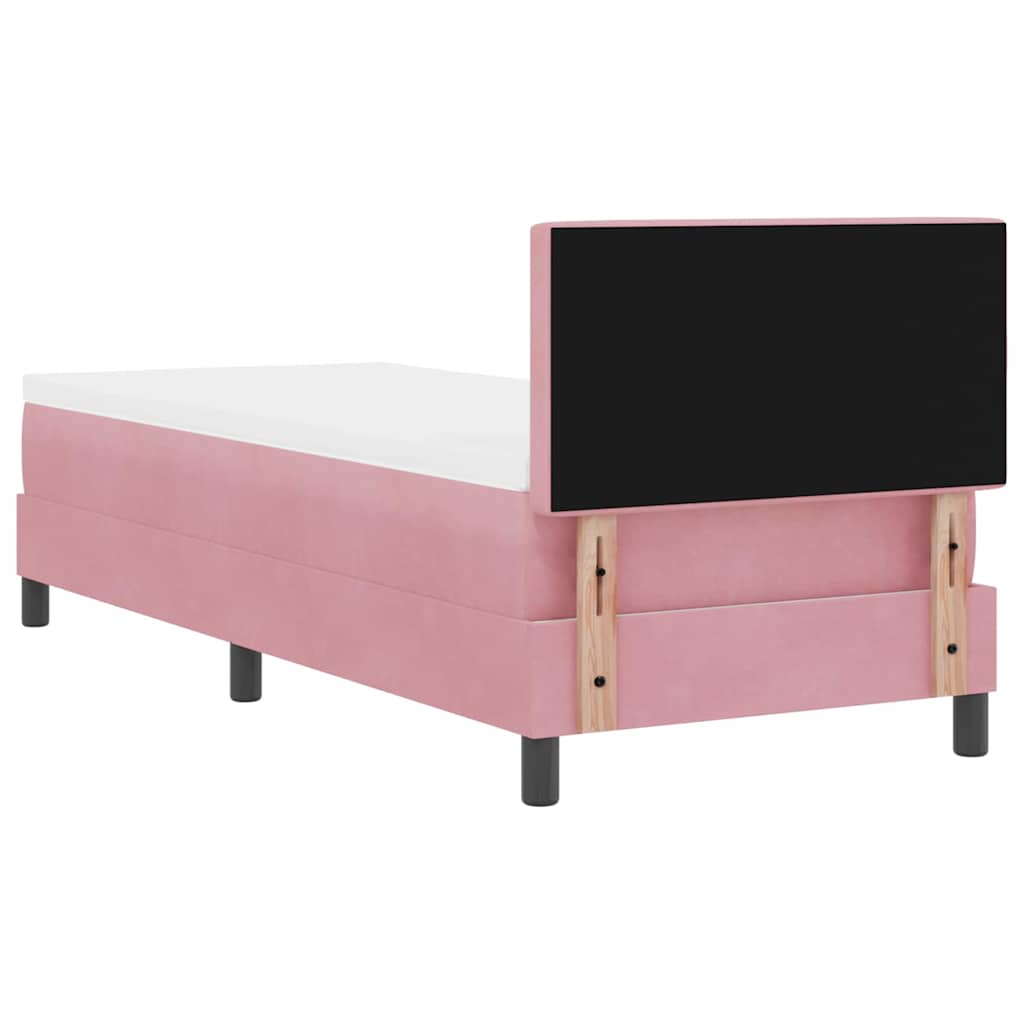 LED Box Spring Bed met matras met LED Roze 80 x 200 cm Fluweel is nu te koop bij PeponiXL, paradijselijk wonen!