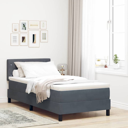 LED Box Spring Bed met matras Donkergrijs 90 x 200 cm Fluweel is nu te koop bij PeponiXL, paradijselijk wonen!
