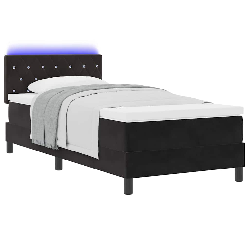 LED Box Spring Bed met matras met LED Zwart 90 x 200 cm Fluweel is nu te koop bij PeponiXL, paradijselijk wonen!