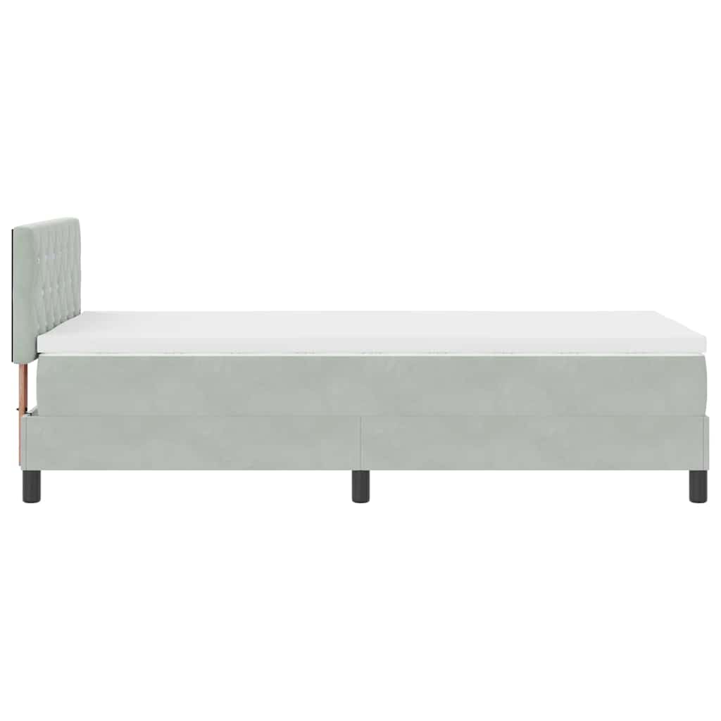 LED Box Spring Bed met matras Lichtgrijs 100 x 200 cm Fluweel is nu te koop bij PeponiXL, paradijselijk wonen!