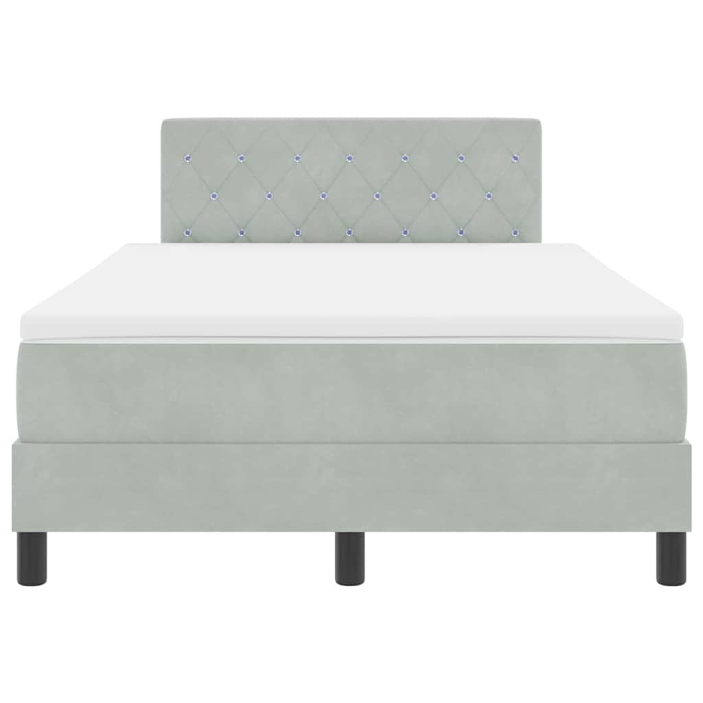 LED Box Spring Bed met matras Lichtgrijs 120 x 190 cm Fluweel is nu te koop bij PeponiXL, paradijselijk wonen!
