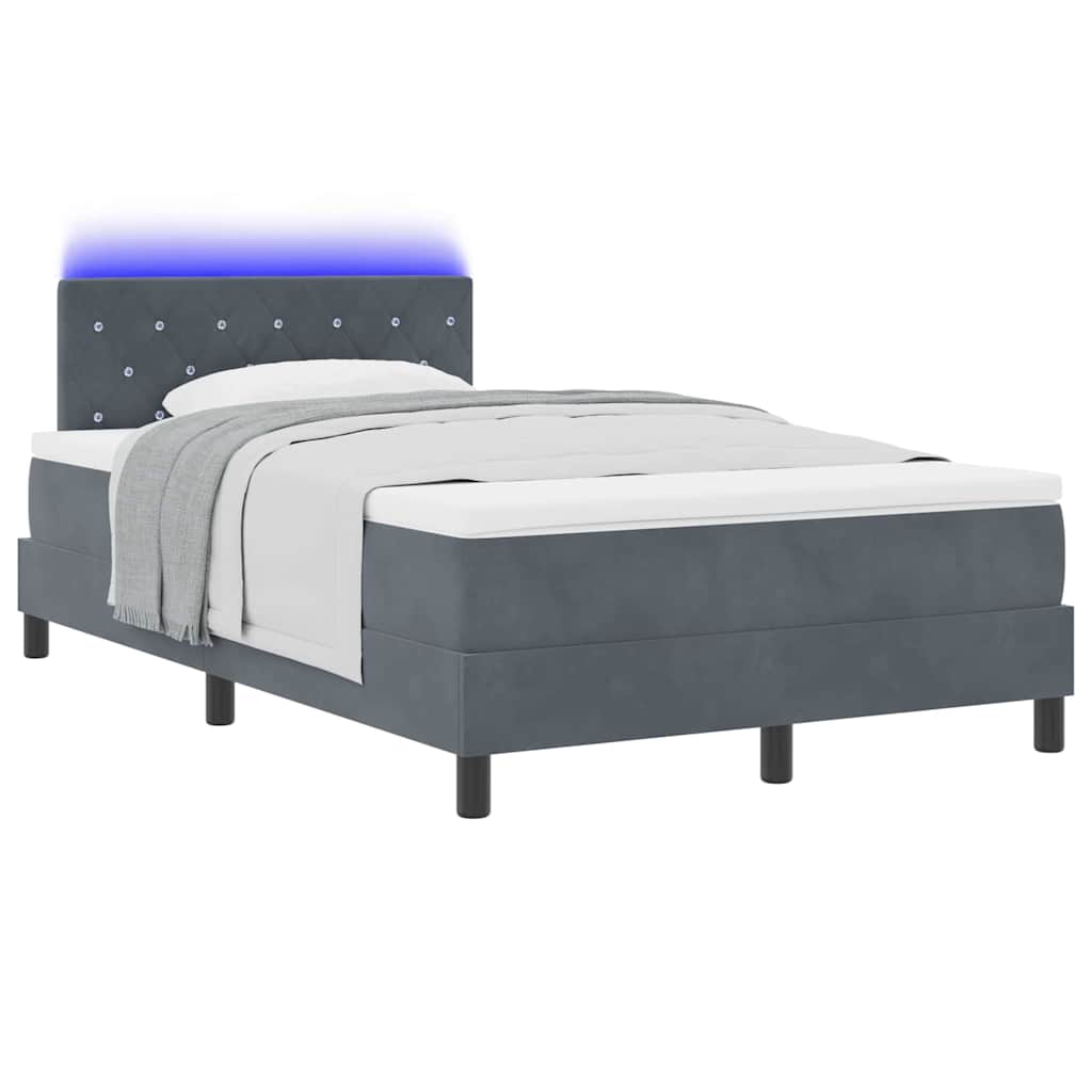 LED Box Spring Bed met matras Donkergrijs 120 x 190 cm Fluweel is nu te koop bij PeponiXL, paradijselijk wonen!