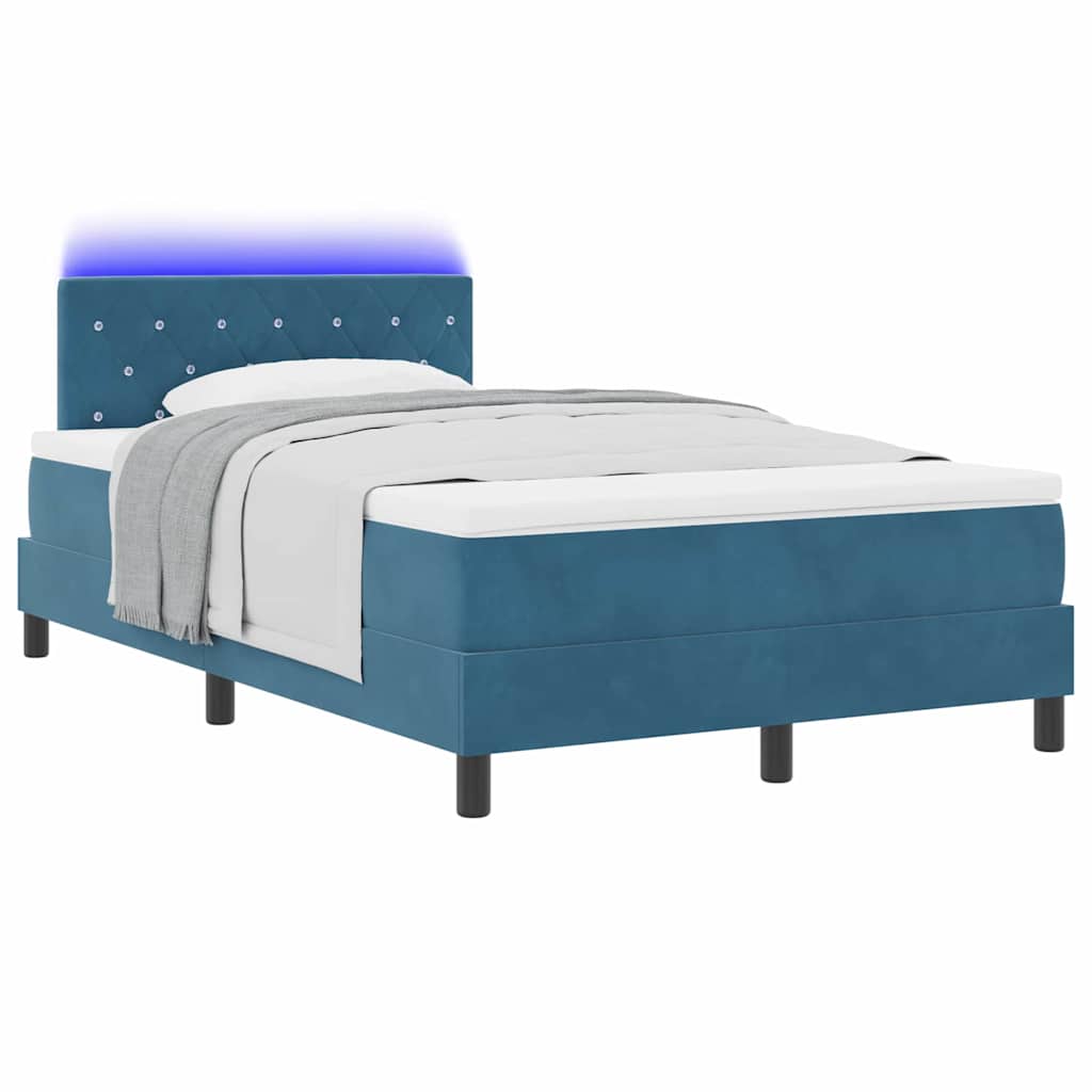 LED Box Spring Bed met matras Donkerblauw 120 x 190 cm Fluweel is nu te koop bij PeponiXL, paradijselijk wonen!