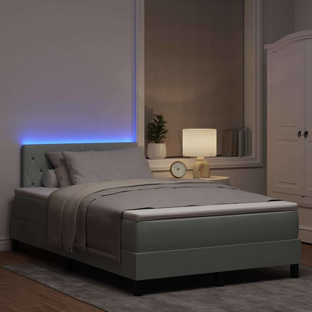 LED Box Spring Bed met matras Lichtgrijs 120 x 200 cm Fluweel is nu te koop bij PeponiXL, paradijselijk wonen!