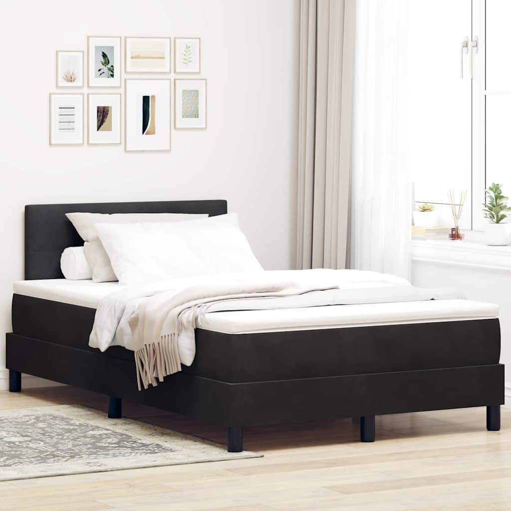 LED Box Spring Bed met matras Zwart 120 x 200 cm Fluweel is nu te koop bij PeponiXL, paradijselijk wonen!