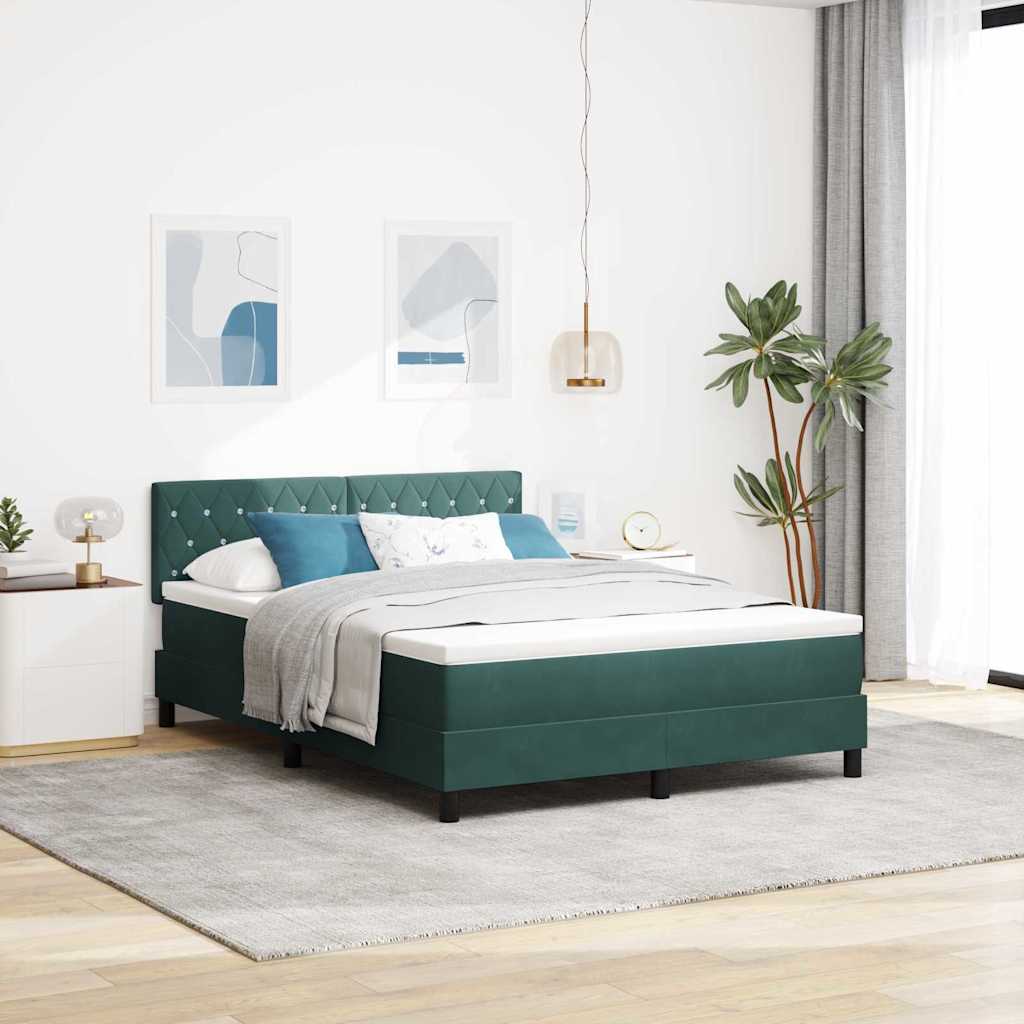 LED Box Spring Bed met matras Donkergroen 140 x 190 cm Fluweel is nu te koop bij PeponiXL, paradijselijk wonen!