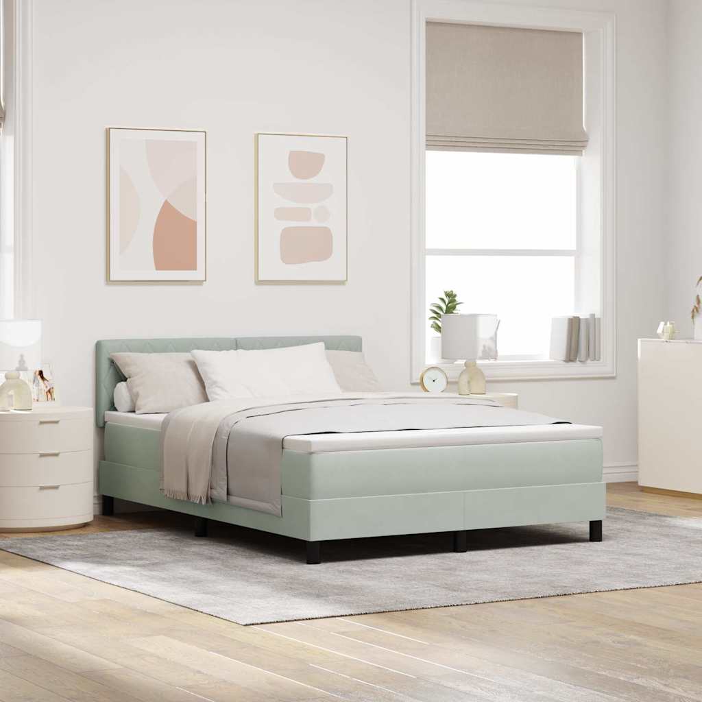 LED Box Spring Bed met matras Lichtgrijs 140 x 200 cm Fluweel is nu te koop bij PeponiXL, paradijselijk wonen!