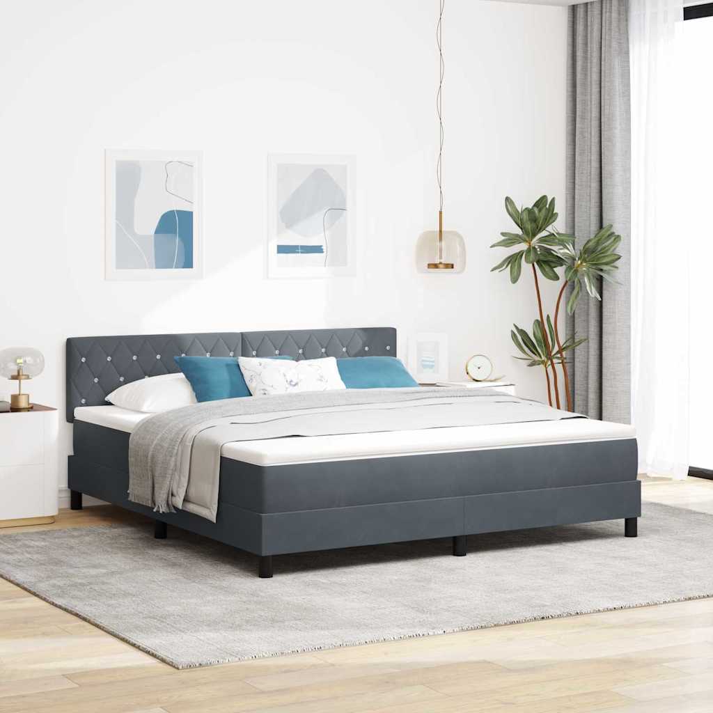LED Box Spring Bed met matras Donkergrijs 180 x 200 cm Fluweel is nu te koop bij PeponiXL, paradijselijk wonen!