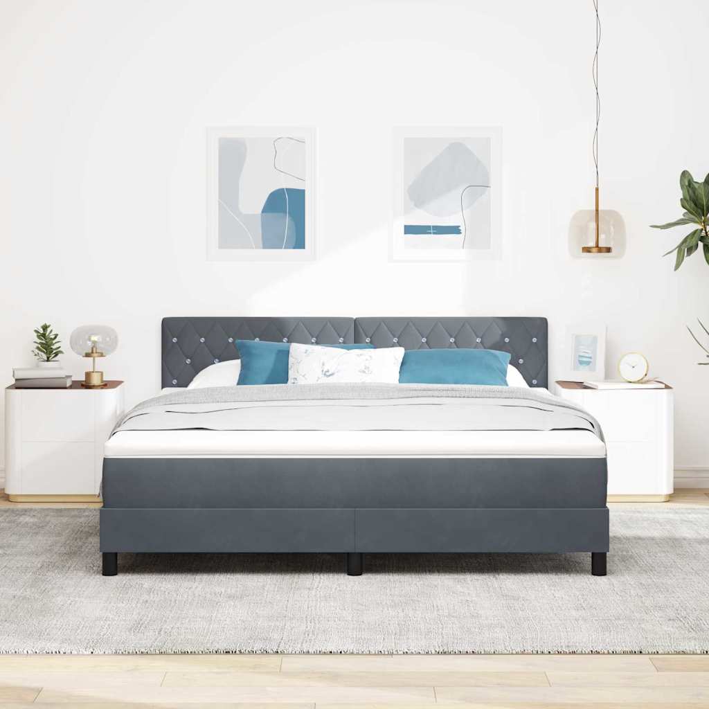 LED Box Spring Bed met matras Donkergrijs 180 x 200 cm Fluweel is nu te koop bij PeponiXL, paradijselijk wonen!