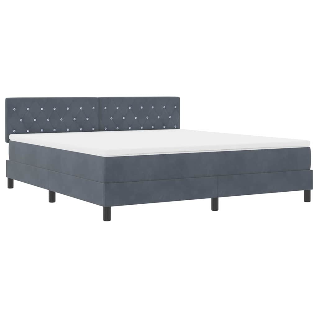 LED Box Spring Bed met matras Donkergrijs 180 x 200 cm Fluweel is nu te koop bij PeponiXL, paradijselijk wonen!