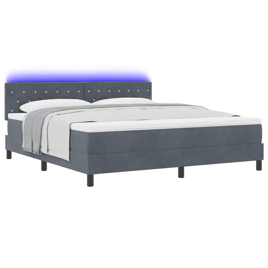 LED Box Spring Bed met matras Donkergrijs 180 x 200 cm Fluweel is nu te koop bij PeponiXL, paradijselijk wonen!