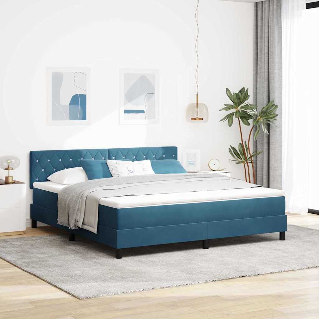 LED Box Spring Bed met matras Donkerblauw 180 x 200 cm Fluweel is nu te koop bij PeponiXL, paradijselijk wonen!