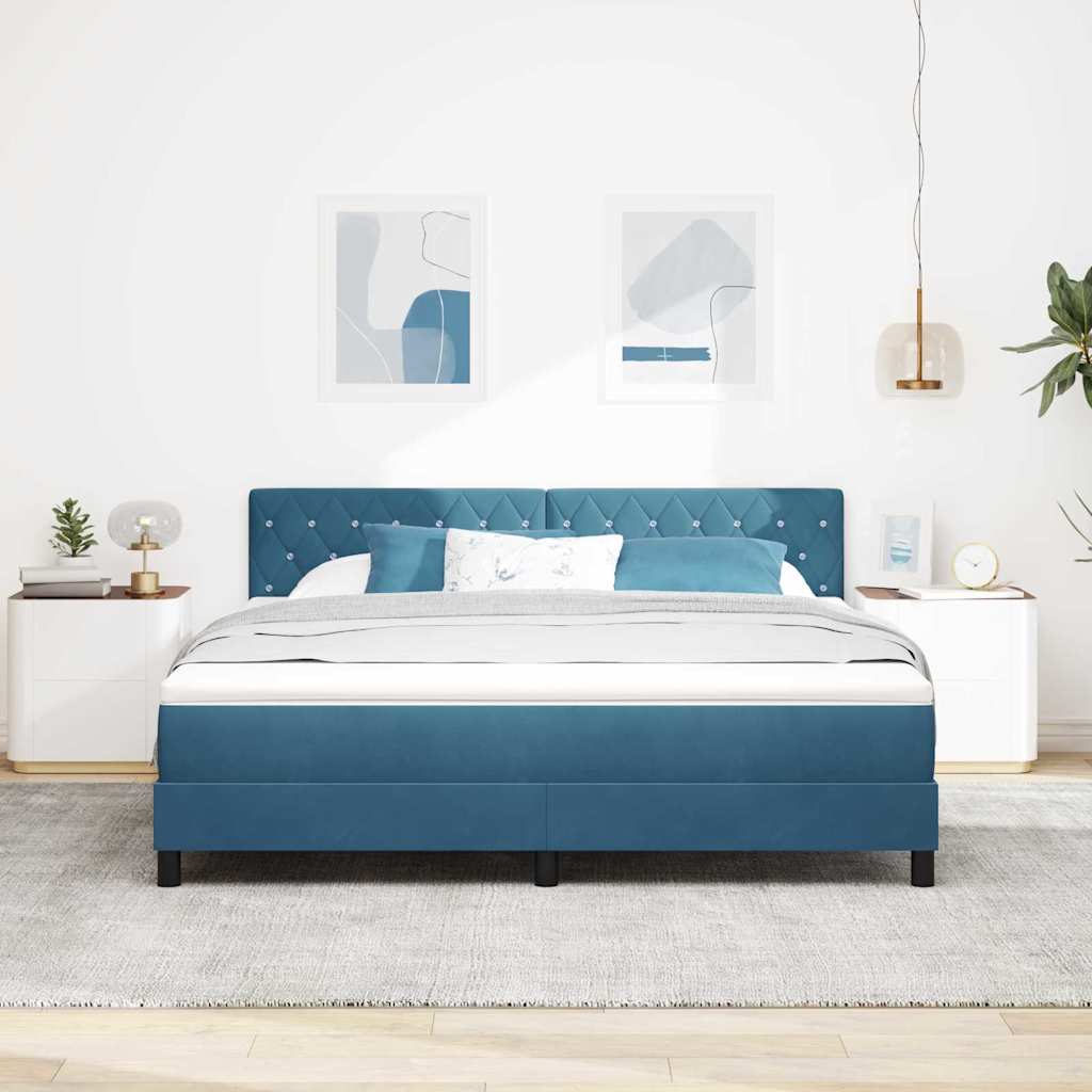 LED Box Spring Bed met matras Donkerblauw 180 x 200 cm Fluweel is nu te koop bij PeponiXL, paradijselijk wonen!