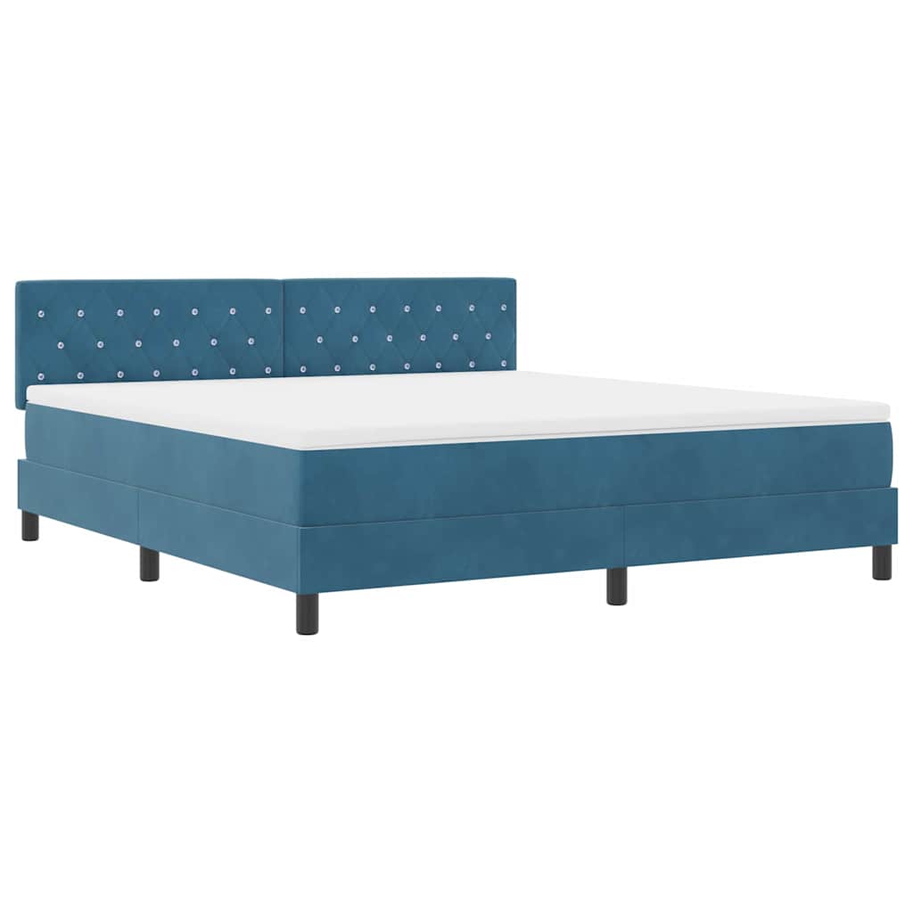 LED Box Spring Bed met matras Donkerblauw 180 x 200 cm Fluweel is nu te koop bij PeponiXL, paradijselijk wonen!