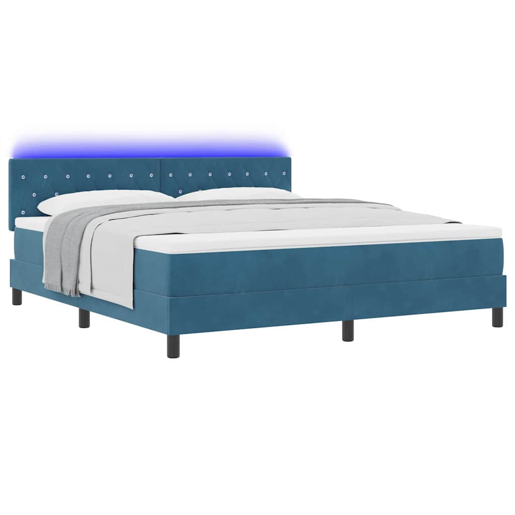 LED Box Spring Bed met matras Donkerblauw 180 x 200 cm Fluweel is nu te koop bij PeponiXL, paradijselijk wonen!