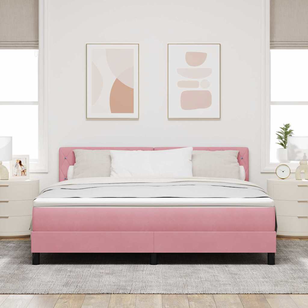 LED Box Spring Bed met matras met LED Roze 180 x 200 cm Fluweel is nu te koop bij PeponiXL, paradijselijk wonen!