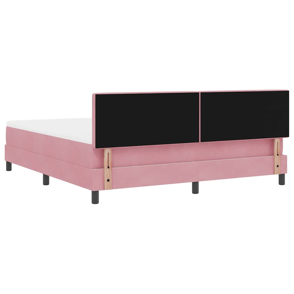 LED Box Spring Bed met matras met LED Roze 180 x 200 cm Fluweel is nu te koop bij PeponiXL, paradijselijk wonen!