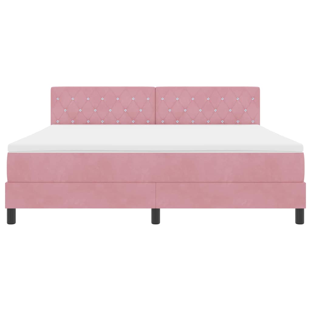 LED Box Spring Bed met matras met LED Roze 180 x 200 cm Fluweel is nu te koop bij PeponiXL, paradijselijk wonen!