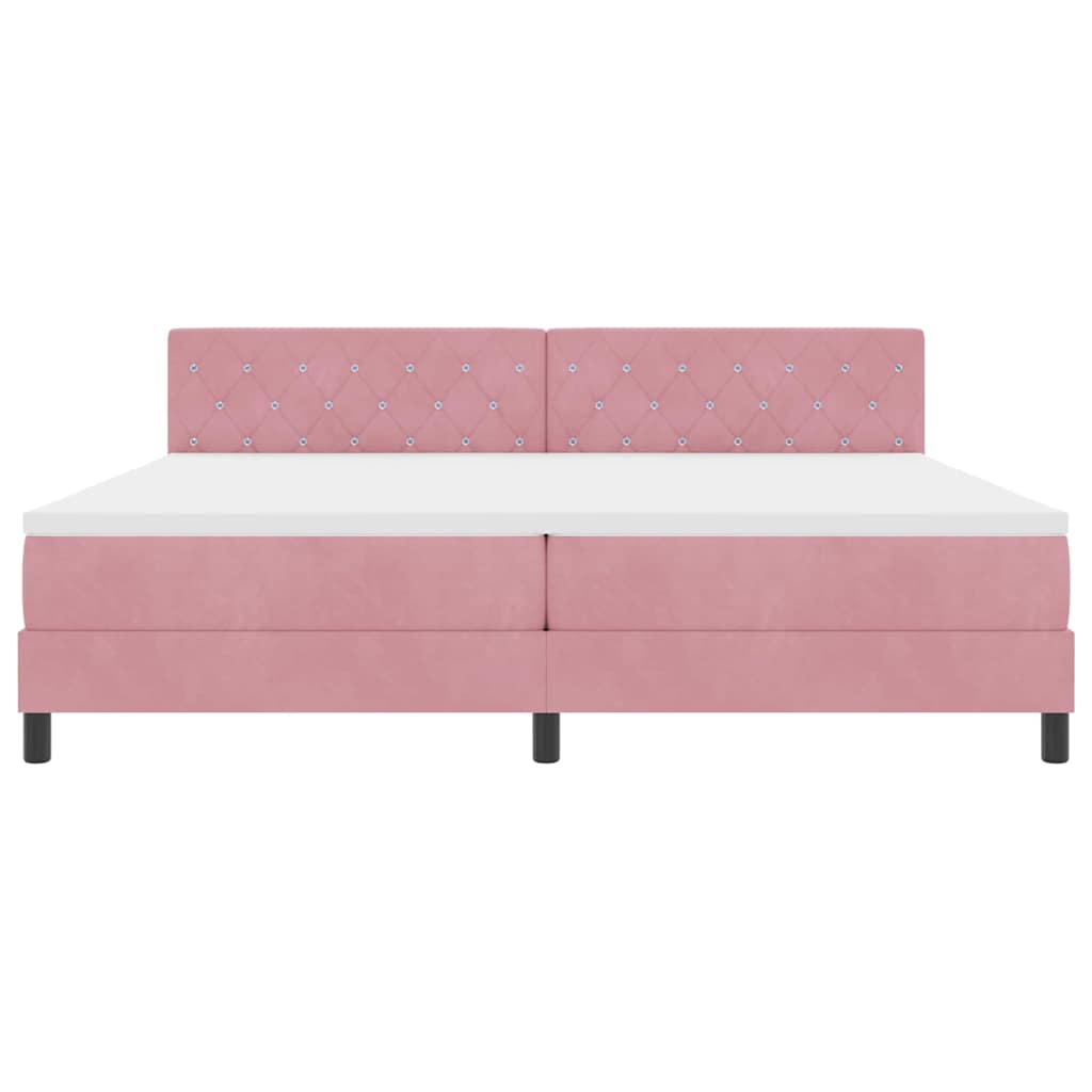 LED Box Spring Bed met matras met LED Roze 200 x 200 cm Fluweel is nu te koop bij PeponiXL, paradijselijk wonen!