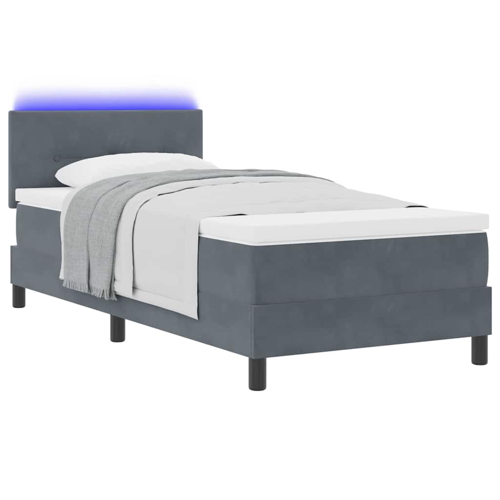 LED Box Spring Bed met matras Donkergrijs 80 x 200 cm Fluweel is nu te koop bij PeponiXL, paradijselijk wonen!