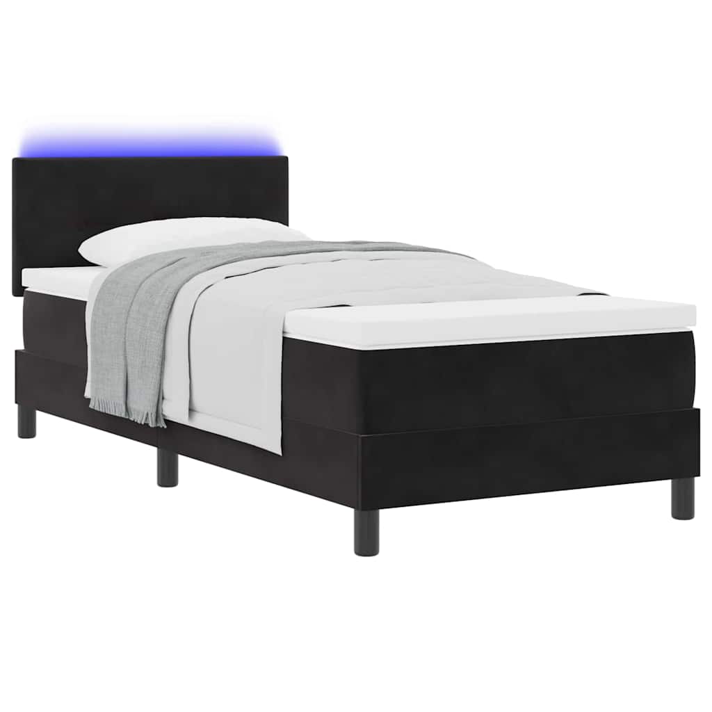 LED Box Spring Bed met matras met LED Zwart 90 x 200 cm Fluweel is nu te koop bij PeponiXL, paradijselijk wonen!