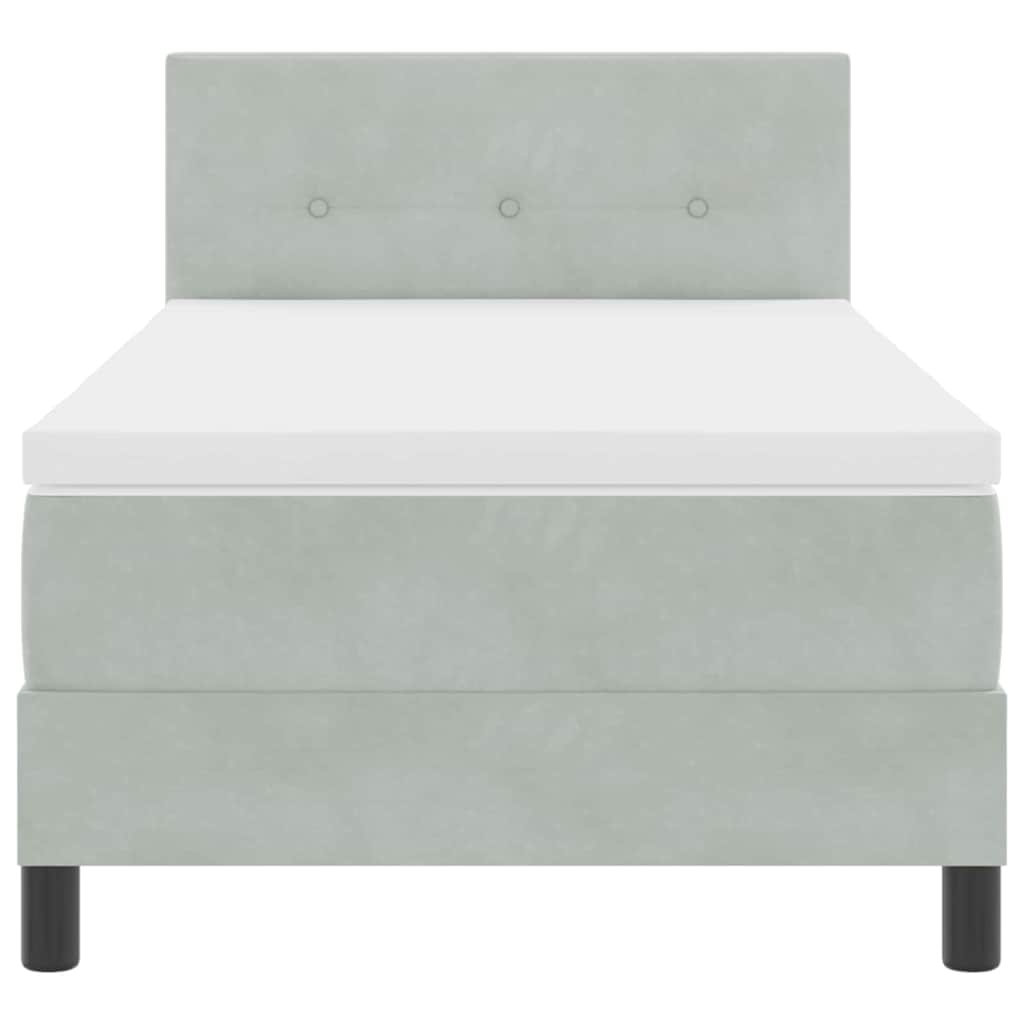 LED Box Spring Bed met matras Lichtgrijs 100 x 200 cm Fluweel is nu te koop bij PeponiXL, paradijselijk wonen!