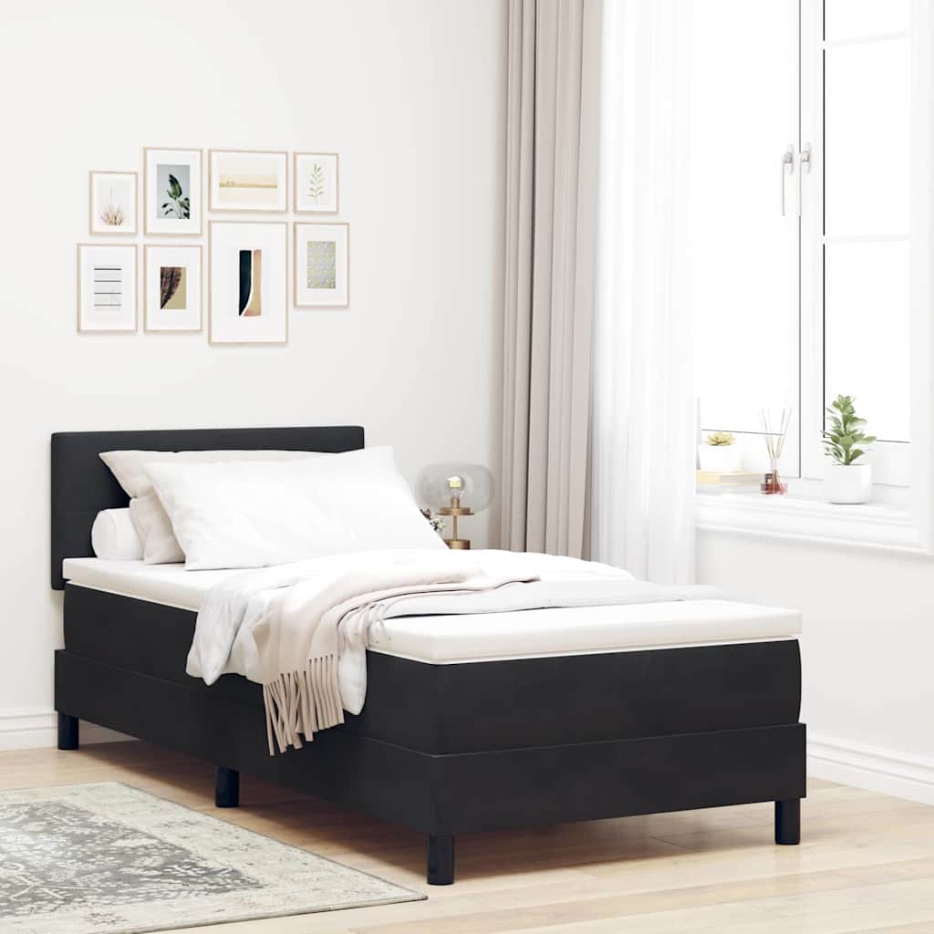LED Box Spring Bed met matras Zwart 100 x 200 cm Fluweel is nu te koop bij PeponiXL, paradijselijk wonen!