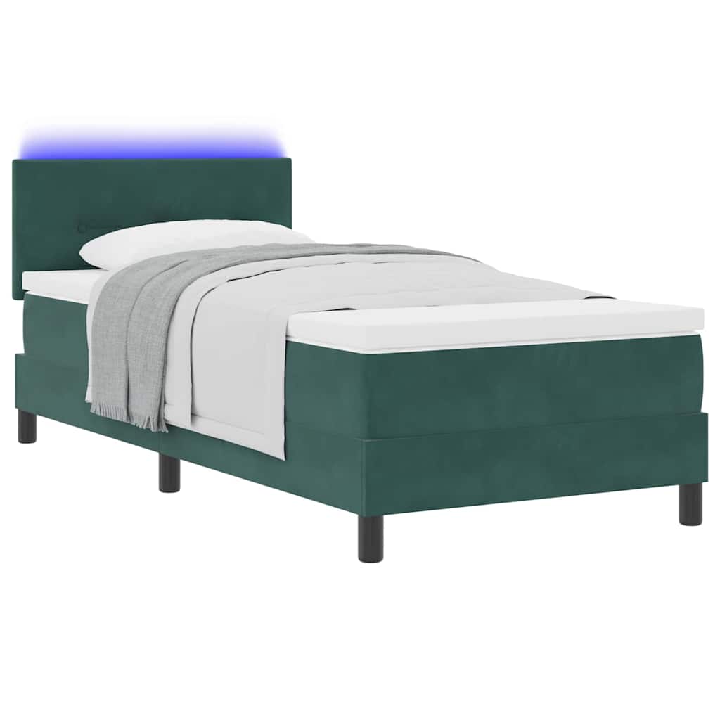 LED Box Spring Bed met matras Donkergroen 100 x 200 cm Fluweel is nu te koop bij PeponiXL, paradijselijk wonen!