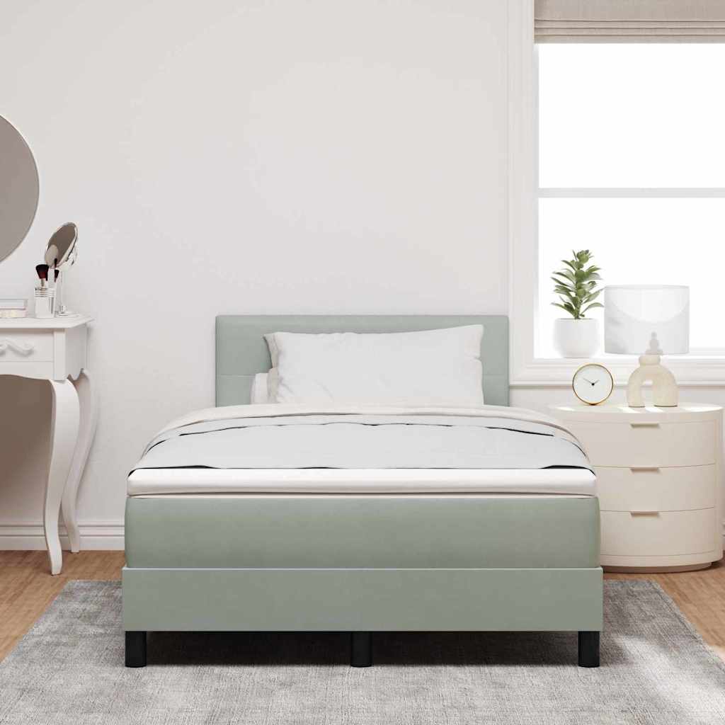 LED Box Spring Bed met matras Lichtgrijs 120 x 190 cm Fluweel is nu te koop bij PeponiXL, paradijselijk wonen!